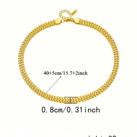 Gold Plated Herringbone Chain Necklace With Adjustable Clasp - Picture 5 of 5